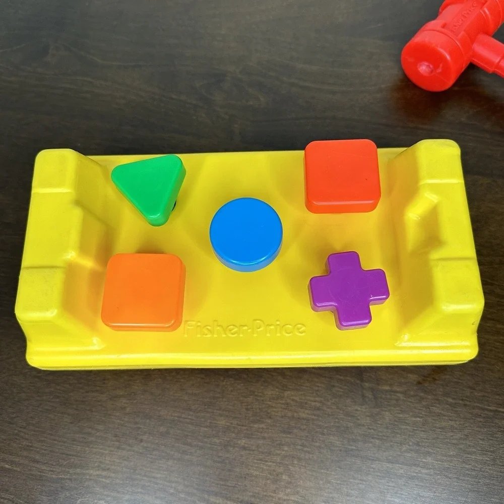 Vintage 1986 Fisher Price Tap n' Turn Bench Hammer Shapes Toddler Montessori
